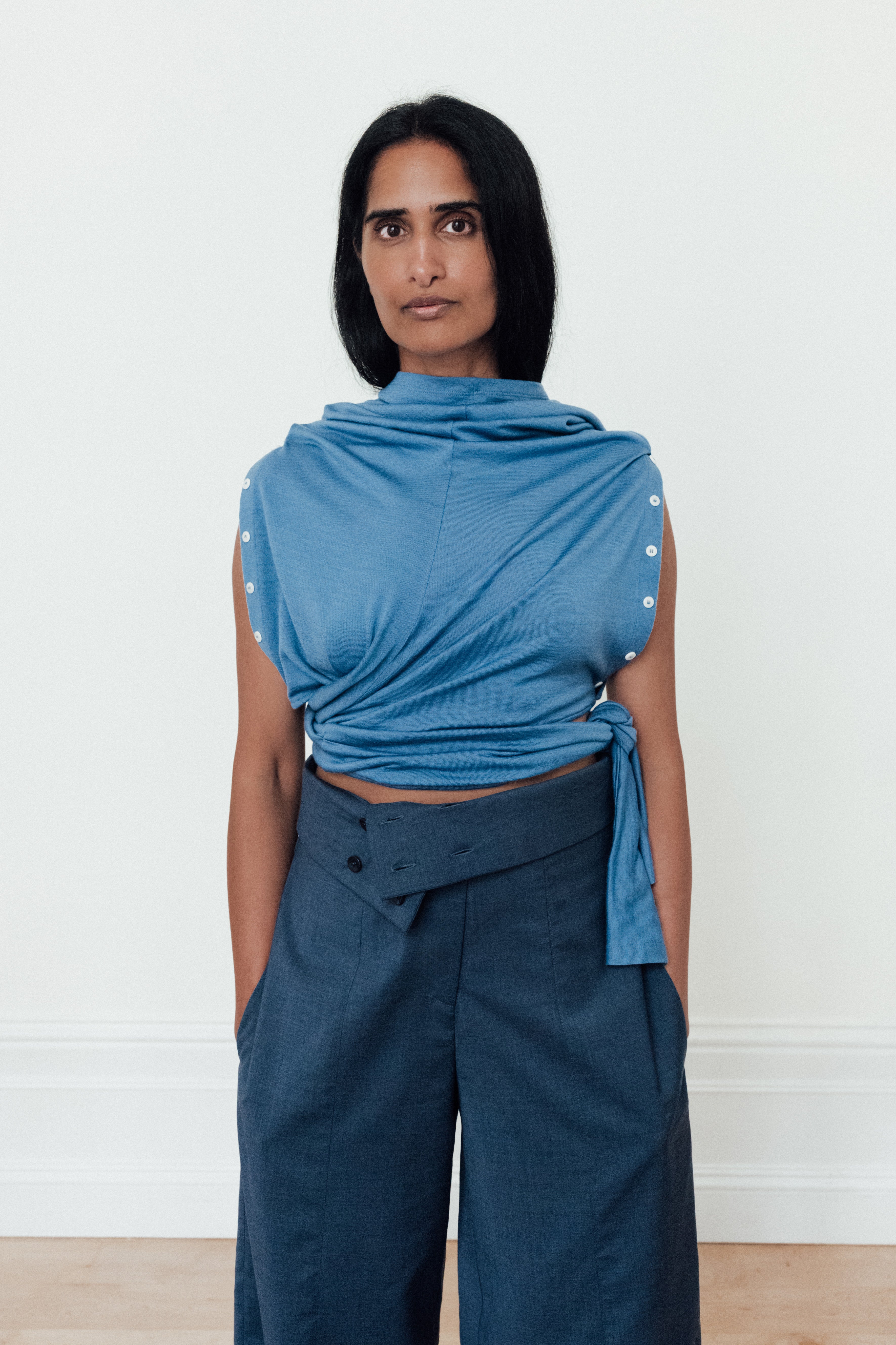 fluid wool top - blue